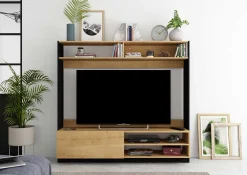 TV-Möbel Daphne 163cm mit Falttür - Eiche/schwarz