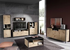TV-Möbel In-Loft 135cm - Eiche alt/schwarz