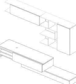 TV-Möbel Pim 272cm 3 Türen - grau/ Eiche Dekor