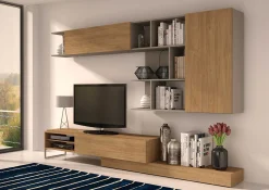 TV-Möbel Pim 272cm 3 Türen - grau/ Eiche Dekor