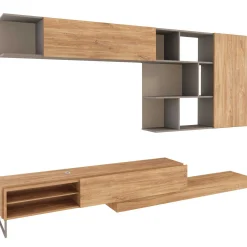 TV-Möbel Pim 272cm 3 Türen - grau/ Eiche Dekor
