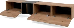 TV-Möbel Ted 195cm 3 Türen - Eiche/schwarz