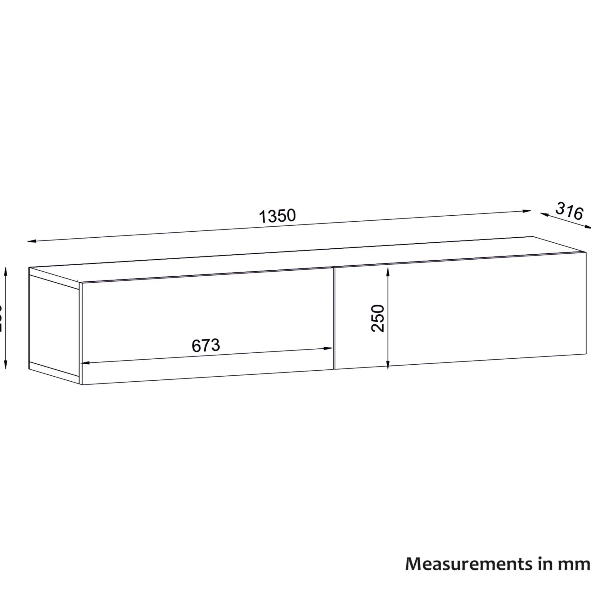TV-Schrank Aristo - 135x32x25cm - 2 Türen - weiß