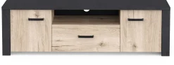 TV-Schrank Aubrey - 148x42x44cm - 2 Türen und 1 Schublade - Eiche Dekor/schwarz