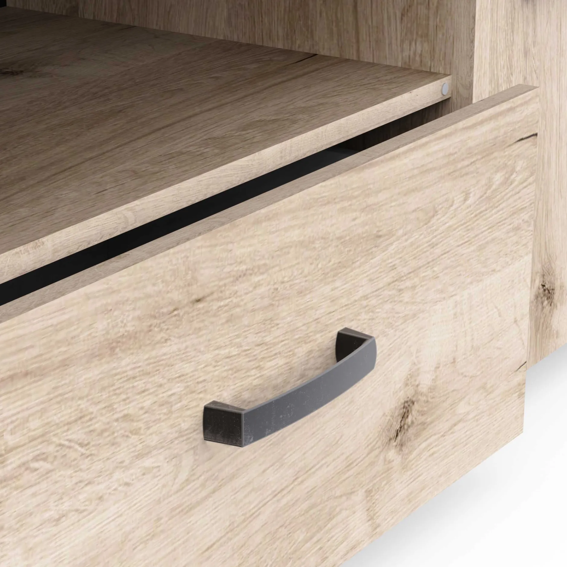 TV-Schrank Aubrey - 148x42x44cm - 2 Türen und 1 Schublade - Eiche Dekor/schwarz