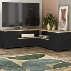 TV-Schrank Cleo 130cm - schwarz/quecksilber