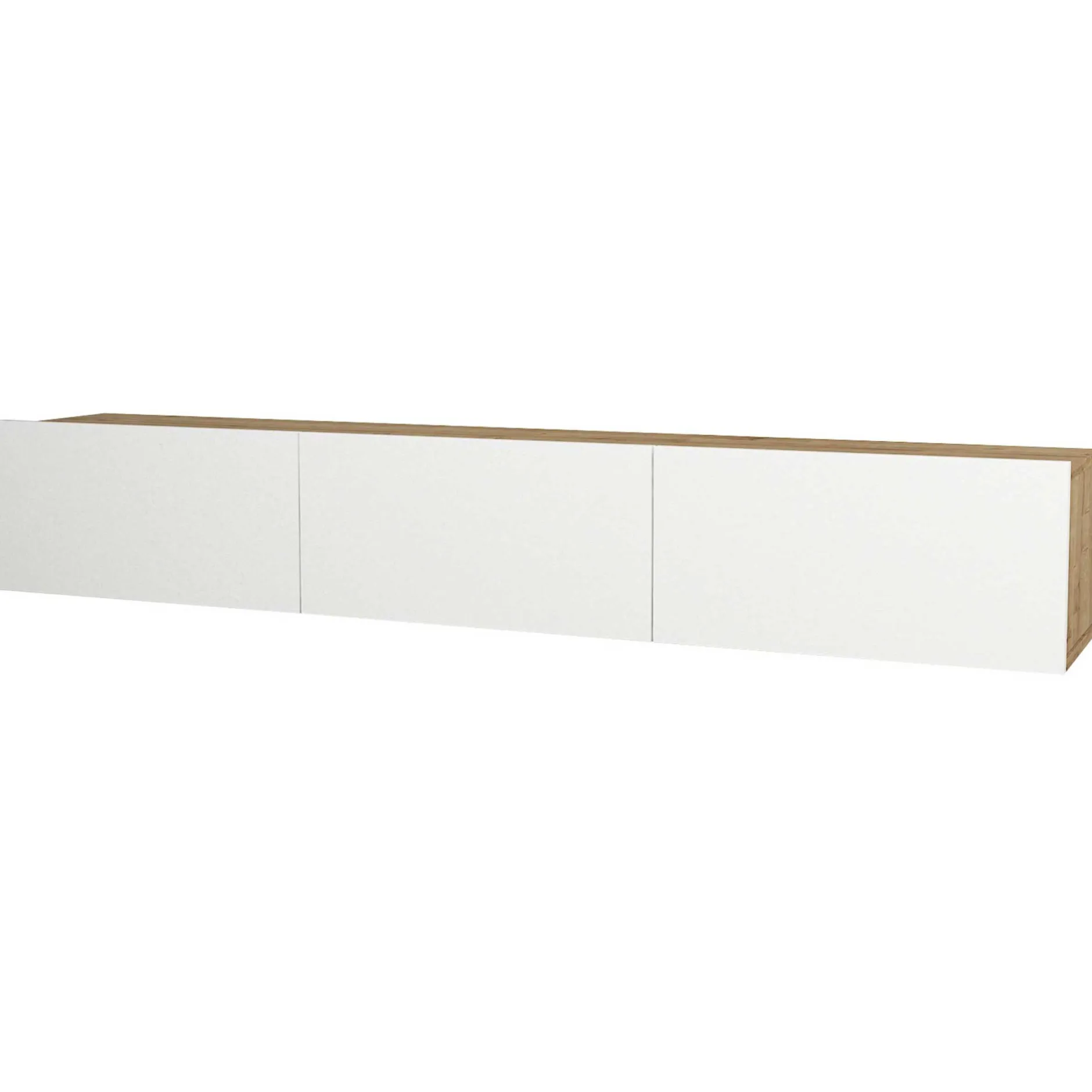 TV-Schrank Damla - 180x30x30cm - 3 Türen - weiß/Eiche Dekor