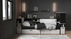 TV-Schrank Dreampad - 120x27x116cm - mit LED-Beleuchtung - schwarz/weiß