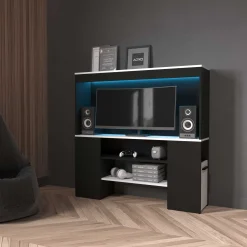 TV-Schrank Dreampad - 120x27x116cm - mit LED-Beleuchtung - schwarz/weiß