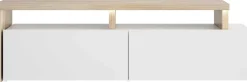 TV-Schrank Ecke Mikao - Eiche Dekor/Weiß
