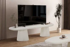 TV-Schrank Faro - 160x44x40cm - Zementfarbe - weiß