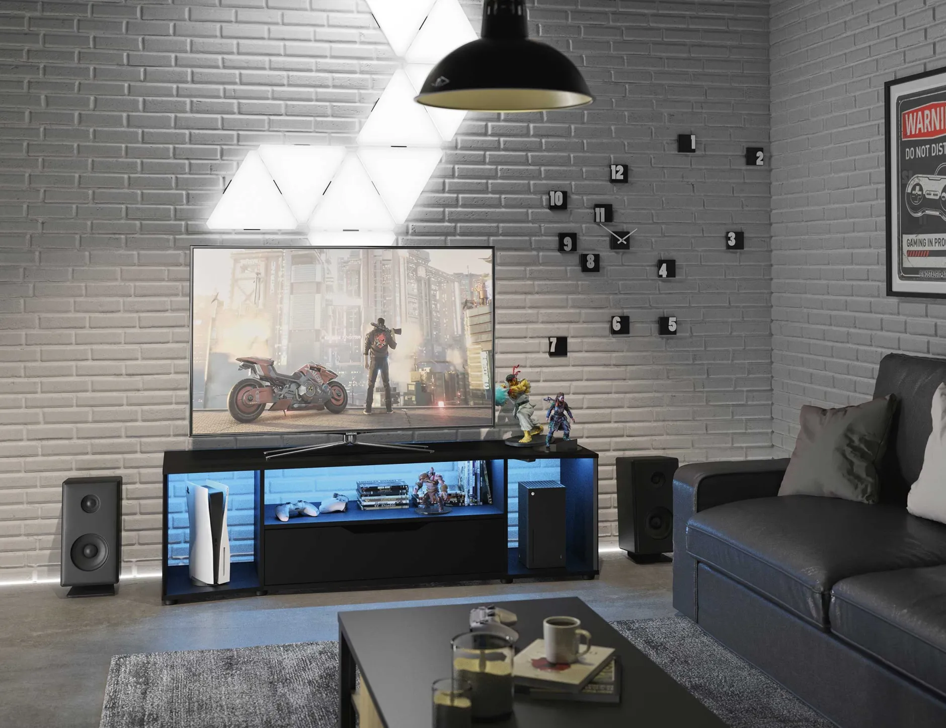 TV-Schrank Hack | 163 x 45 x 48 cm | Schwarz