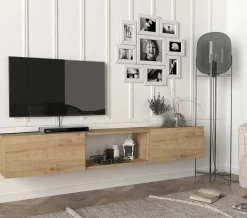 TV-Schrank Hilary - 180x31x29cm - 2 Türen - Eiche Dekor