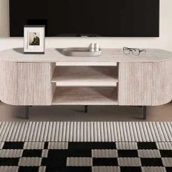 TV-Schrank Lagos - 160x45x57,5cm - 2 Türen - Travertin