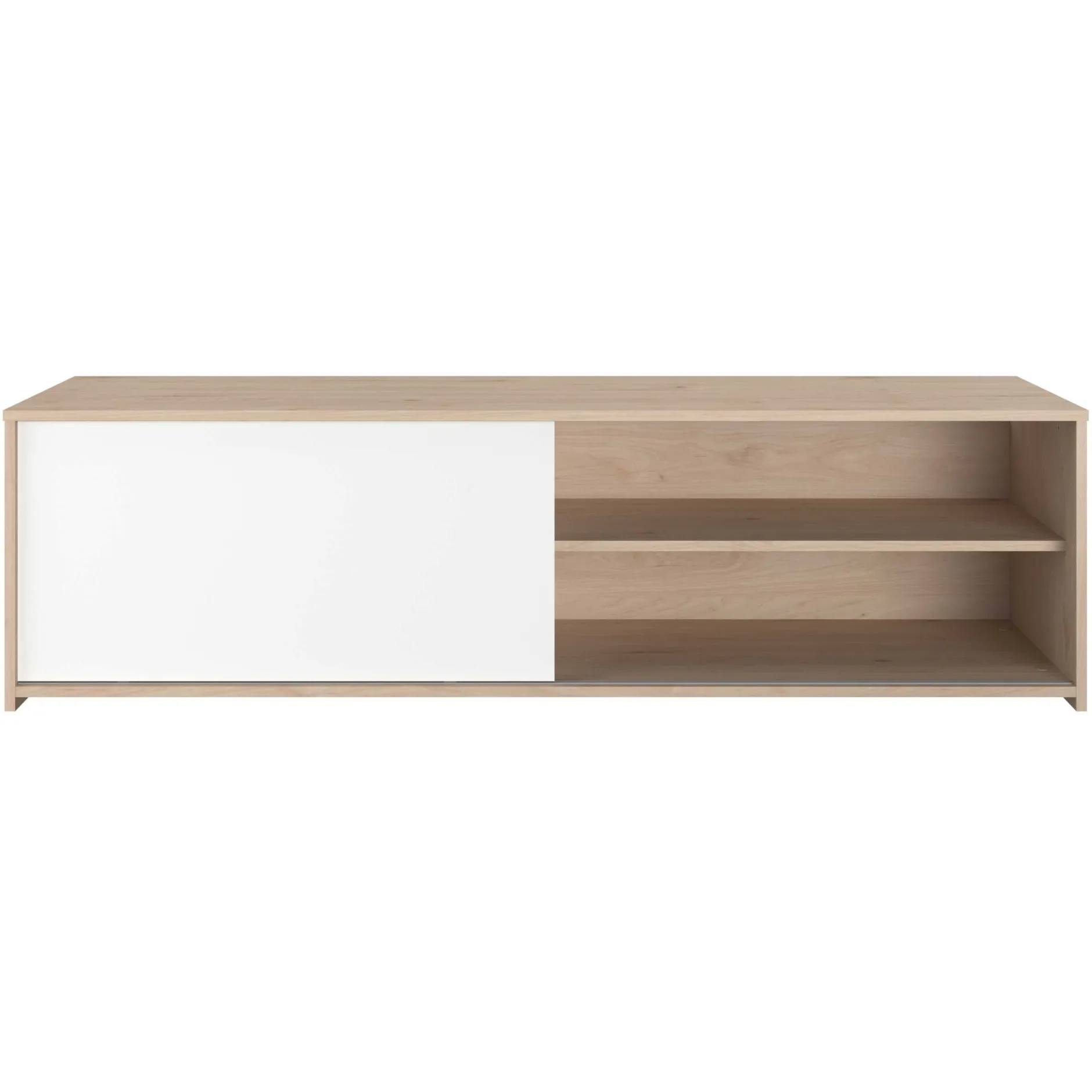 TV-Schrank Leandro - 155x40x43cm - mit Schiebetür - Eiche Dekor/Weiß