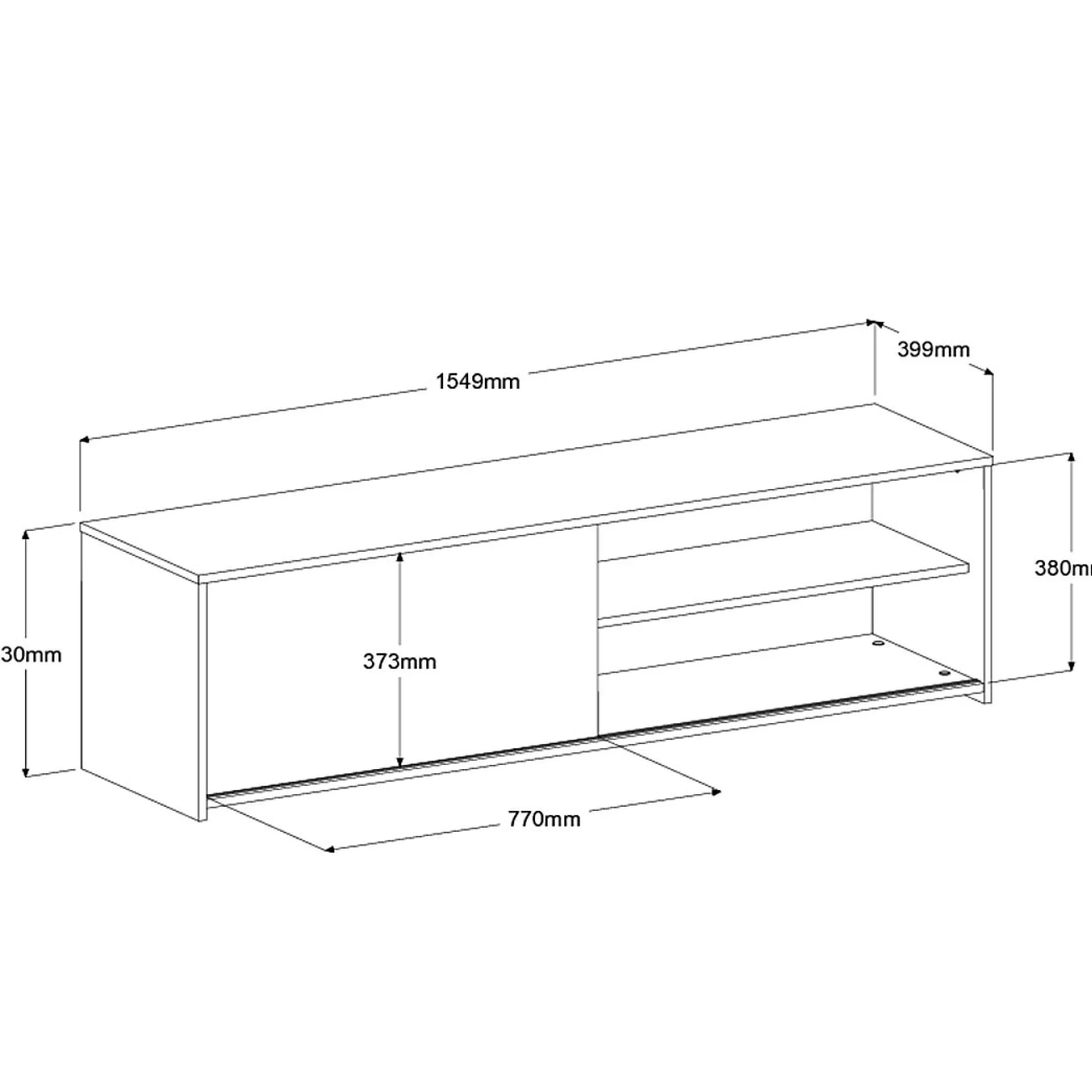 TV-Schrank Leandro - 155x40x43cm - mit Schiebetür - Eiche Dekor/Weiß