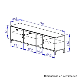 TV-Schrank Manchester | 190 x 41 x 55 cm | Helvezia Oak Design