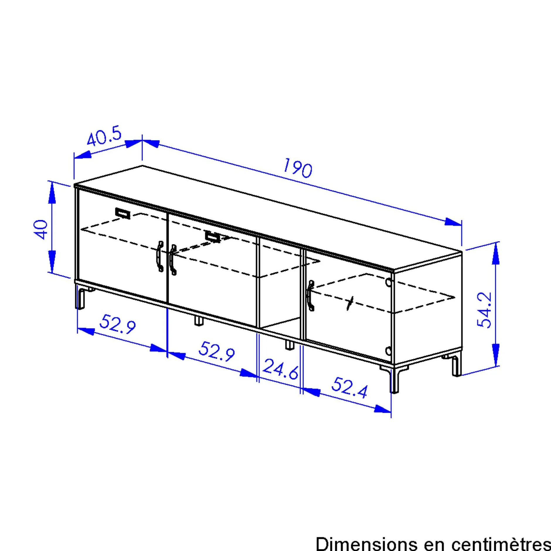TV-Schrank Manchester | 190 x 41 x 55 cm | Helvezia Oak Design