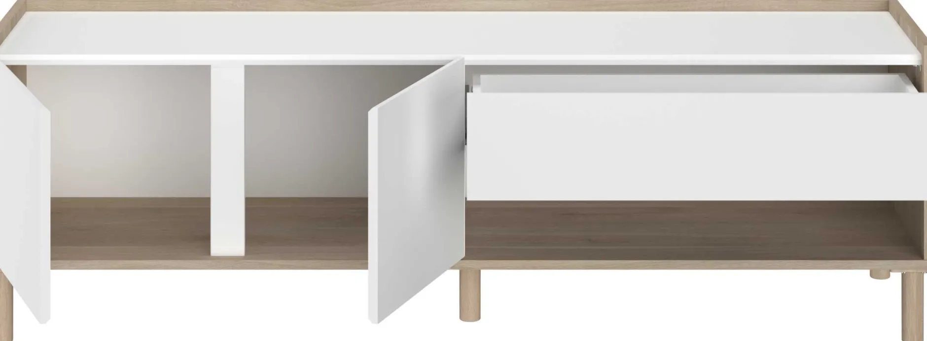 TV-Schrank Morpheus - 150x40x47cm - 2 Türen und 1 Schublade - Eiche Dekor/Weiß