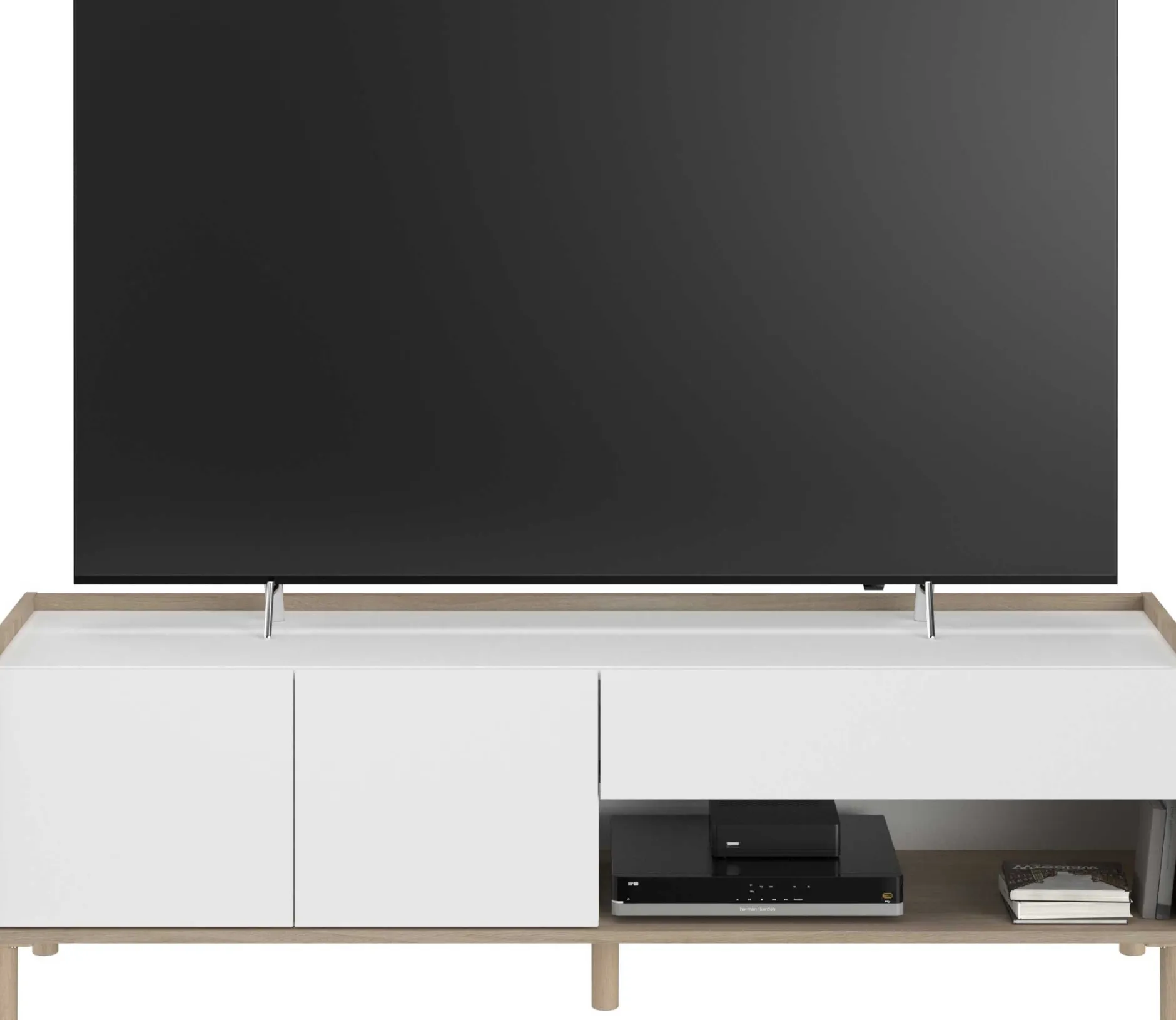 TV-Schrank Morpheus - 150x40x47cm - 2 Türen und 1 Schublade - Eiche Dekor/Weiß