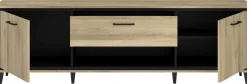 TV-Schrank Oskar - 180x40x57cm - 2 Türen und 1 Schublade - Eiche Dekor/schwarz