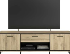 TV-Schrank Oskar - 180x40x57cm - 2 Türen und 1 Schublade - Eiche Dekor/schwarz