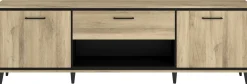 TV-Schrank Oskar - 180x40x57cm - 2 Türen und 1 Schublade - Eiche Dekor/schwarz