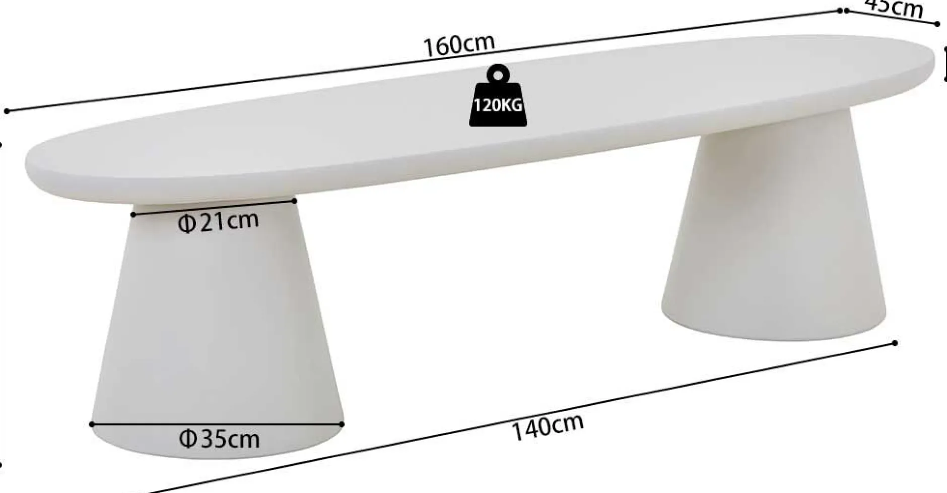 TV-Schrank Tavares - 160x45x40cm - ecru