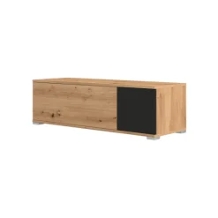 TV-Schrank Unique - 111x38x32 cm - Schwarz/Eiche