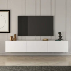 TV-Schrank West - 150x32x30cm - 3 Türen - weiß