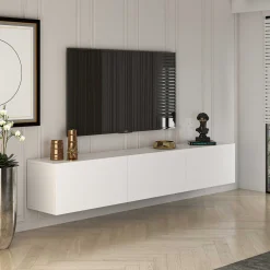 TV-Schrank West - 150x32x30cm - 3 Türen - weiß