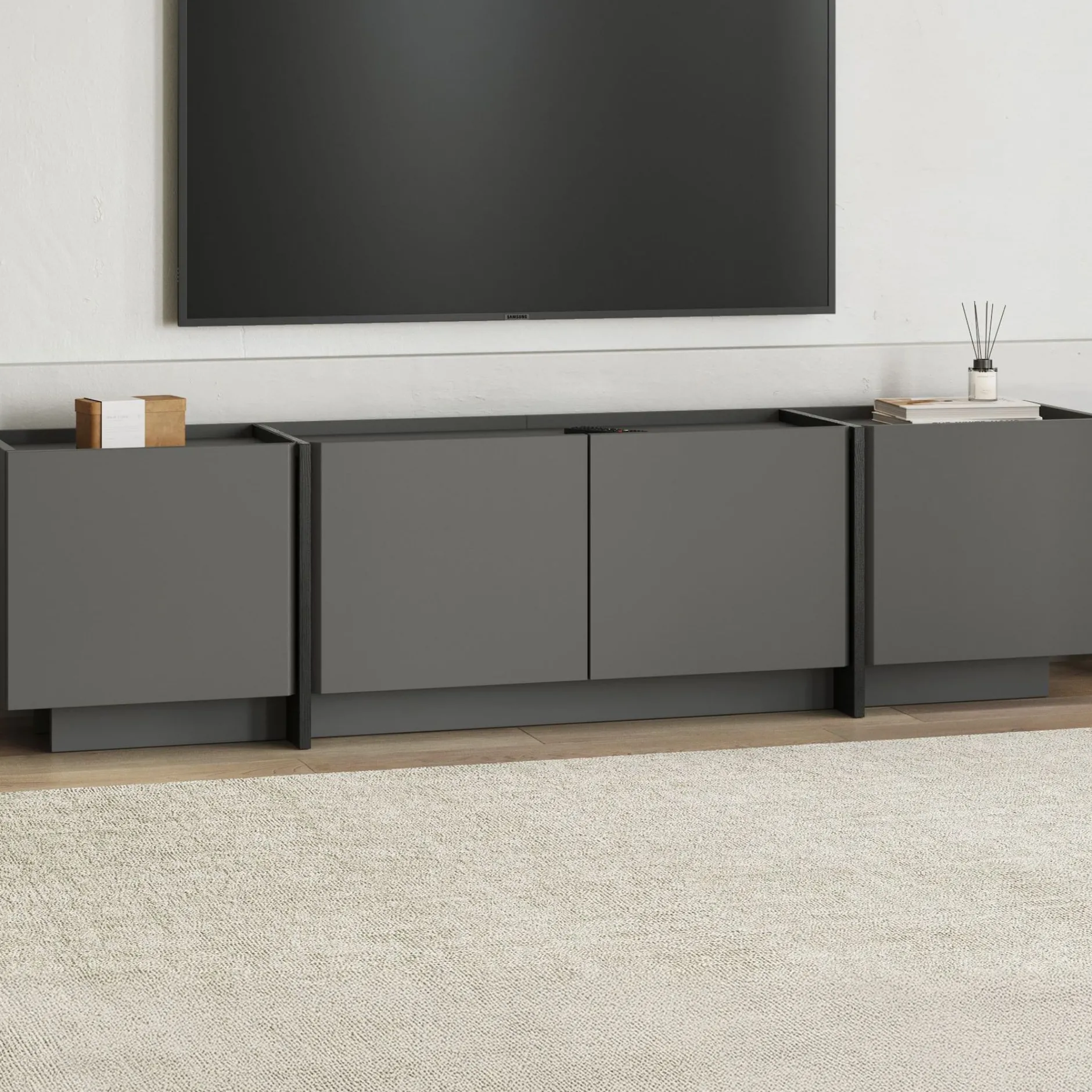 TV-Ständer Lowen - 100% MELAMINE - Anthrazit - 46 x 35 x 180 cm