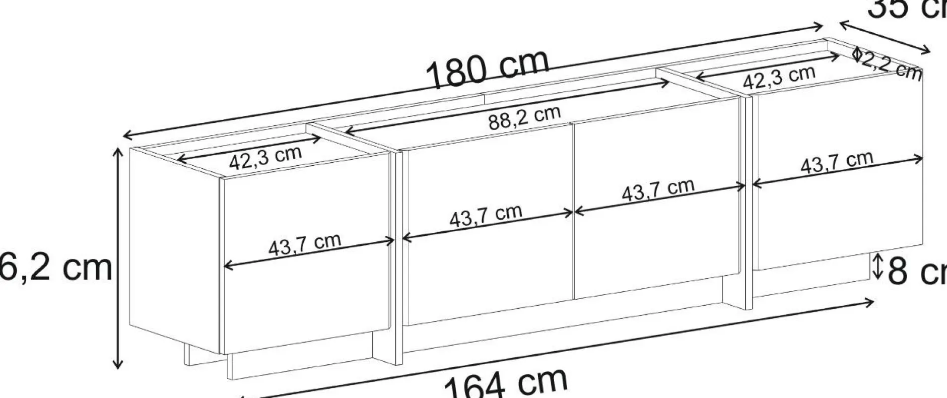 TV-Ständer Lowen - 100% MELAMINE - Anthrazit - 46 x 35 x 180 cm