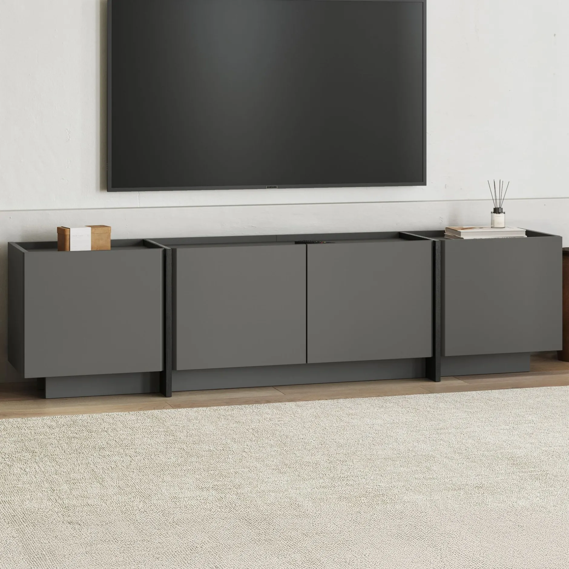 TV-Ständer Lowen - 100% MELAMINE - Anthrazit - 46 x 35 x 180 cm
