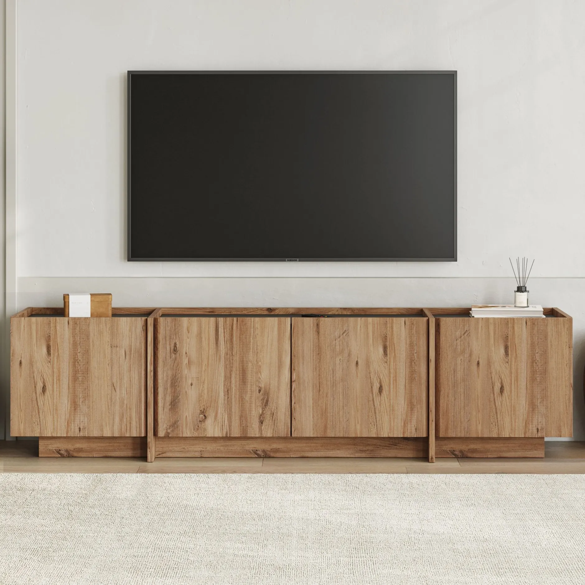 TV-Ständer Lowen - 100% MELAMINE - Atlantik-Kiefer - 46 x 35 x 180 cm