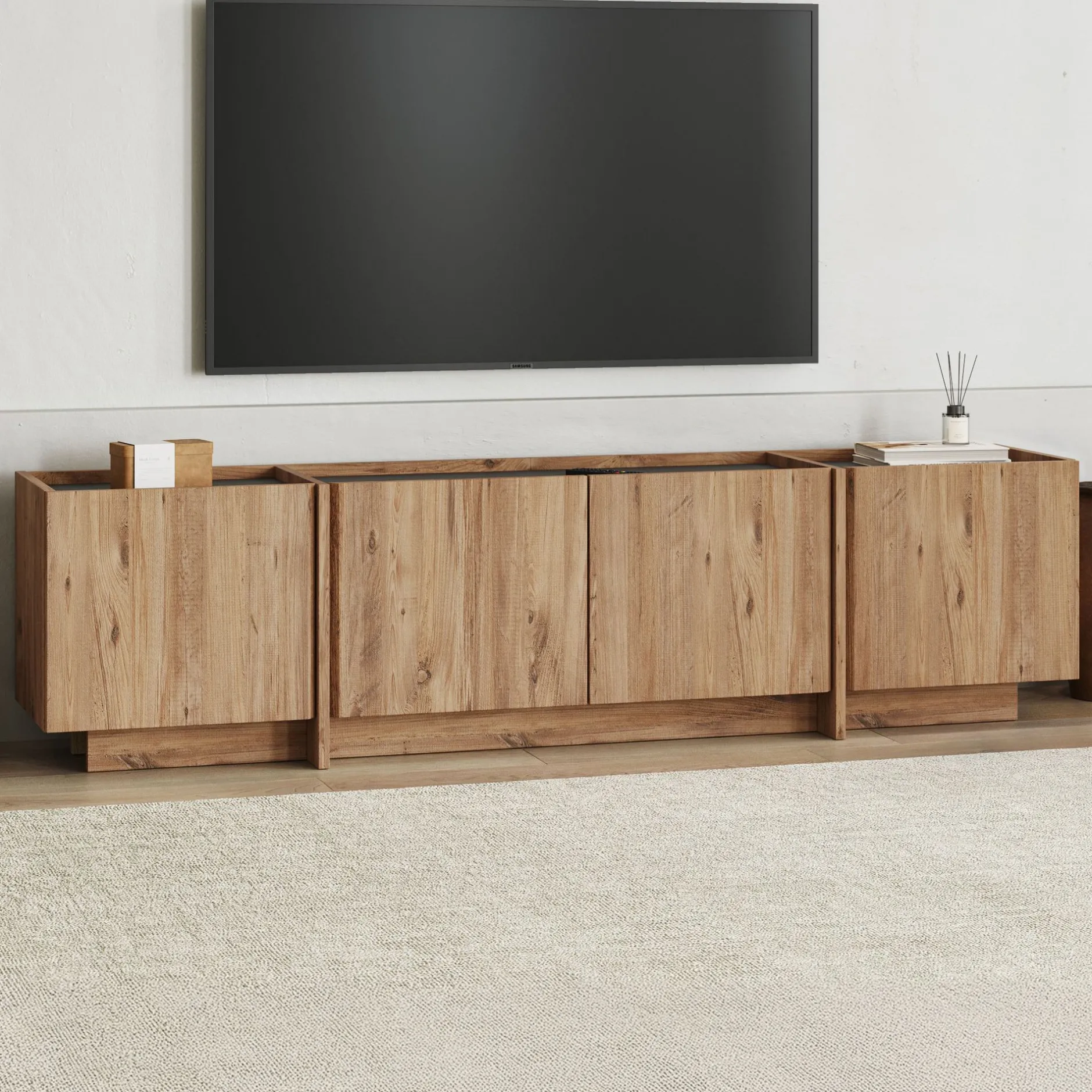 TV-Ständer Lowen - 100% MELAMINE - Atlantik-Kiefer - 46 x 35 x 180 cm