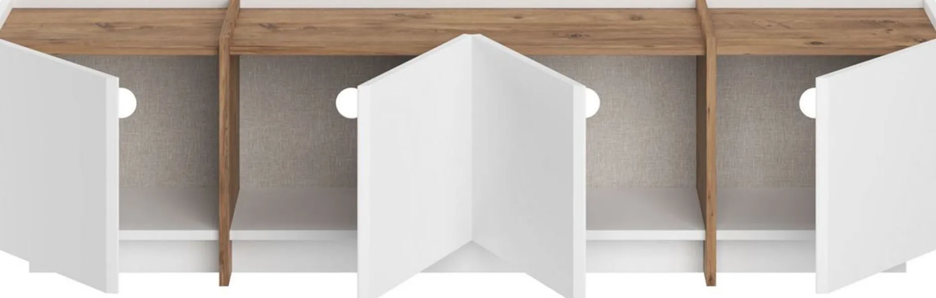 TV-Ständer Lowen - 100% MELAMINE - Weiß - 46 x 35 x 180 cm