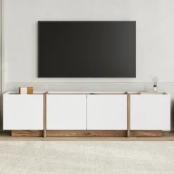 TV-Ständer Lowen - 100% MELAMINE - Weiß - 46 x 35 x 180 cm