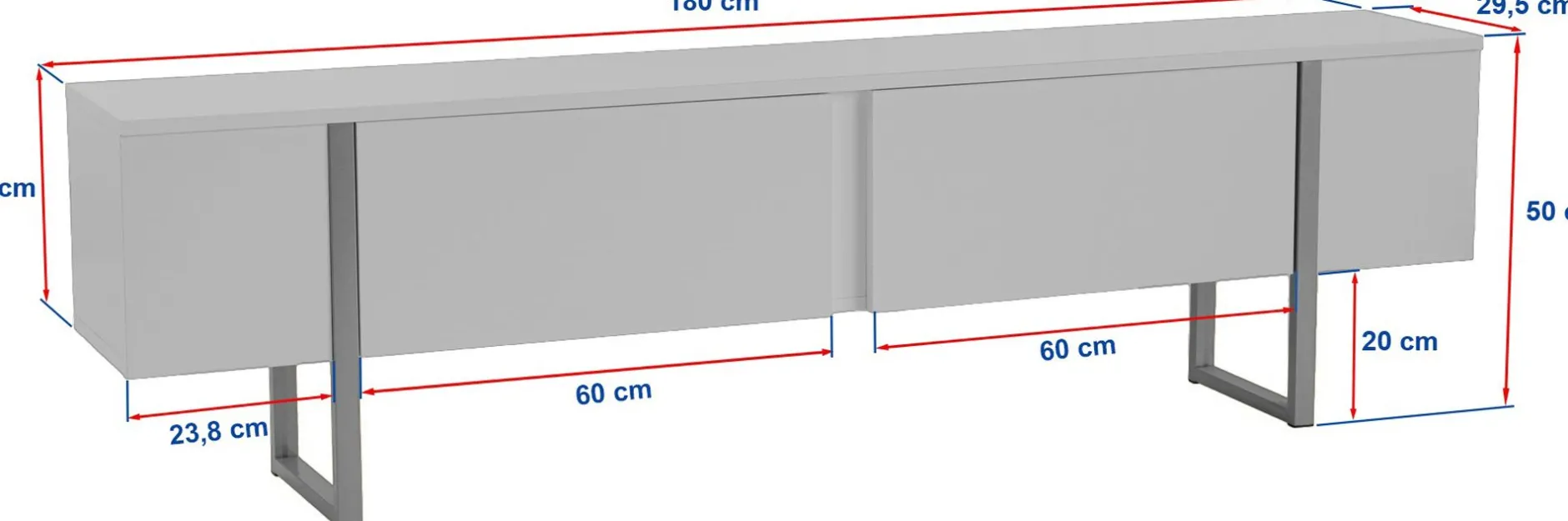 TV-Ständer Onera - 100% MELAMINE - Anthrazit - 50 x 30 x 180 cm