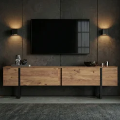 TV-Ständer Onera - 100% MELAMINE - Atlantik-Kiefer - 50 x 30 x 180 cm