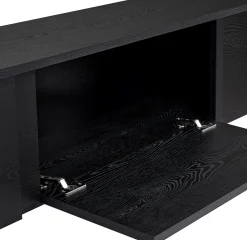 TV-Ständer Onera - 100% MELAMINE - Holzschwarz - 50 x 30 x 180 cm