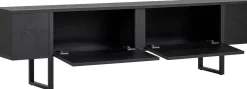 TV-Ständer Onera - 100% MELAMINE - Holzschwarz - 50 x 30 x 180 cm