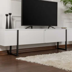 TV-Ständer Serenity - 100% MELAMINE - Weiß - 45 x 30 x 180 cm