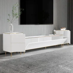 TV-Wandmöbel Imaj - 100% MELAMINE - Weißer Marmor - 180 x 60 x 35 cm
