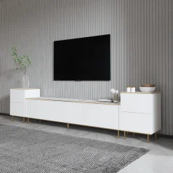 TV-Wandmöbel Imaj - 100% MELAMINE - Weißer Marmor - 180 x 60 x 35 cm