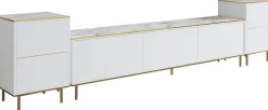 TV-Wandmöbel Imaj - 100% MELAMINE - Weißer Marmor - 180 x 60 x 35 cm