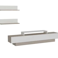 TV-Wandmöbel Lusi - 100% MELAMINE - Weiß - 180 x 40 x 31 cm