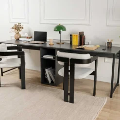 Twin Schreibtisch | 100 % MELAMIN | Anthrazit, Schwarz