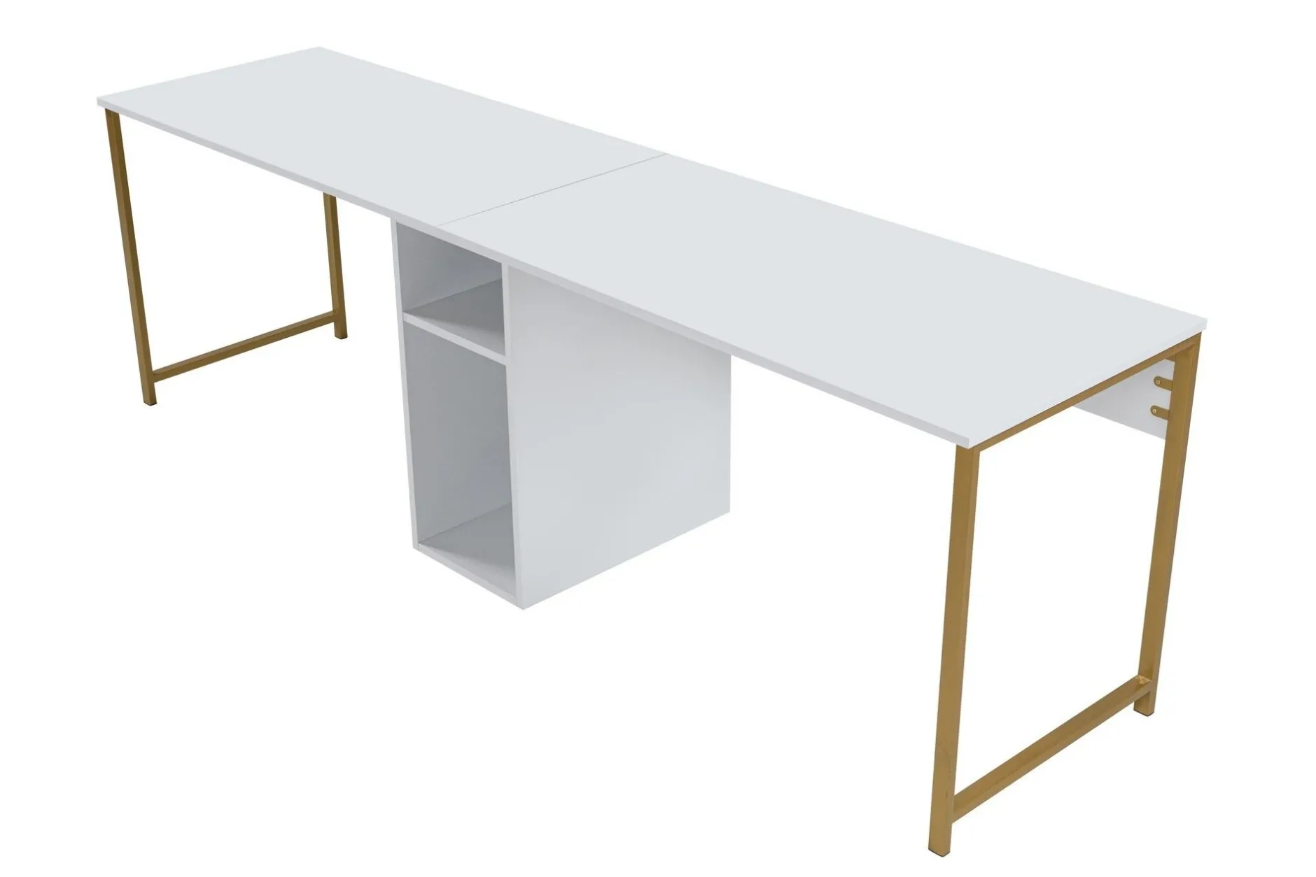 Twin Schreibtisch | 100 % Melamin | Weiß, Gold