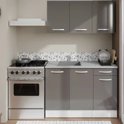 Unterschrank Eko 80 cm für Spüle mit 2 Türen - grau